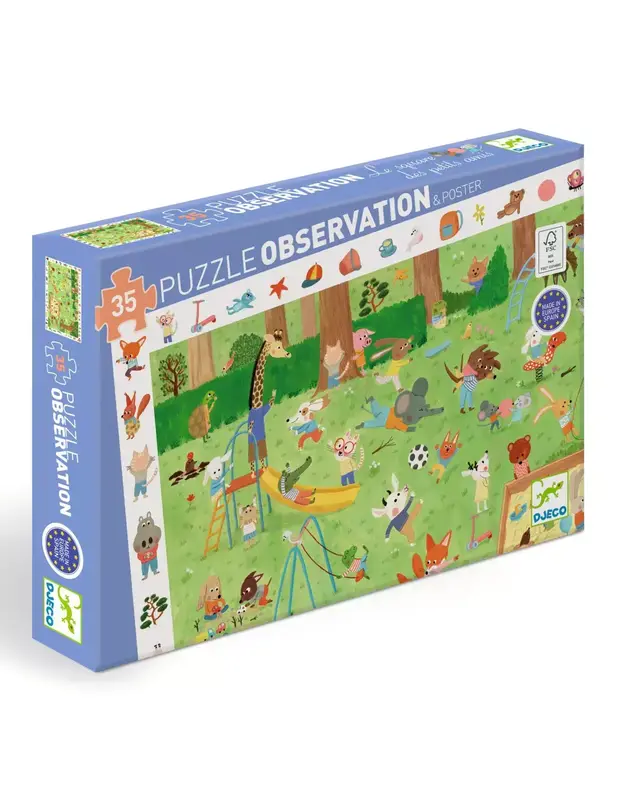 DJECO Puzzles Observation Le Square Des Petits Amis - 35 Pcs