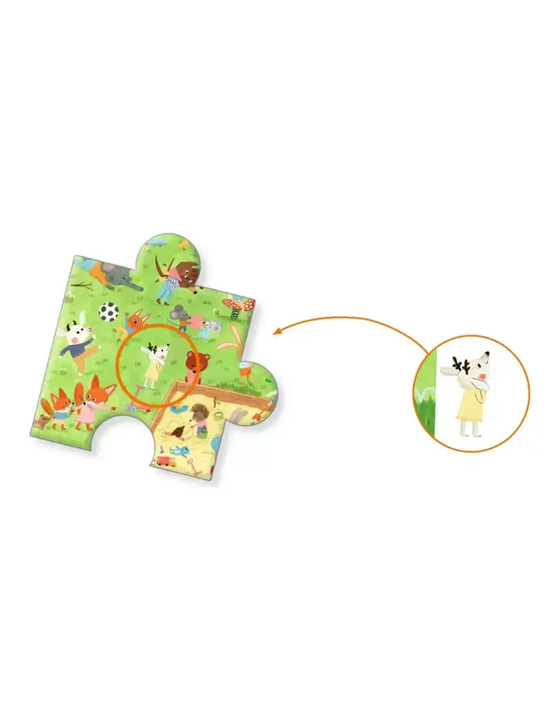 DJECO Puzzles Observation Le Square Des Petits Amis - 35 Pcs