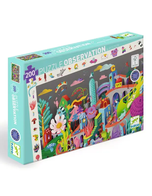 DJECO Puzzles - Puzzles Observation Crazy Town - 200 Pcs - Fsc Mix