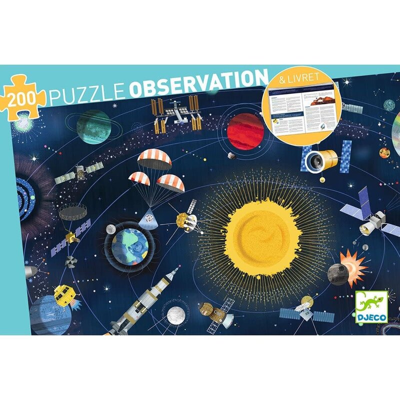 DJECO Puzzles Observation L'Espace + Livret 200 Pcs