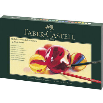 FABER CASTELL Coffret cadeau 20 Polychromos + 4 crayons graphite Castell 9000 + accessoires