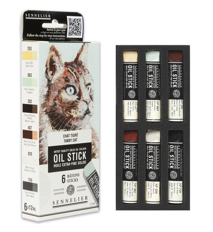 SENNELIER Etui 6 mini Oil Sticks - Chat tigré