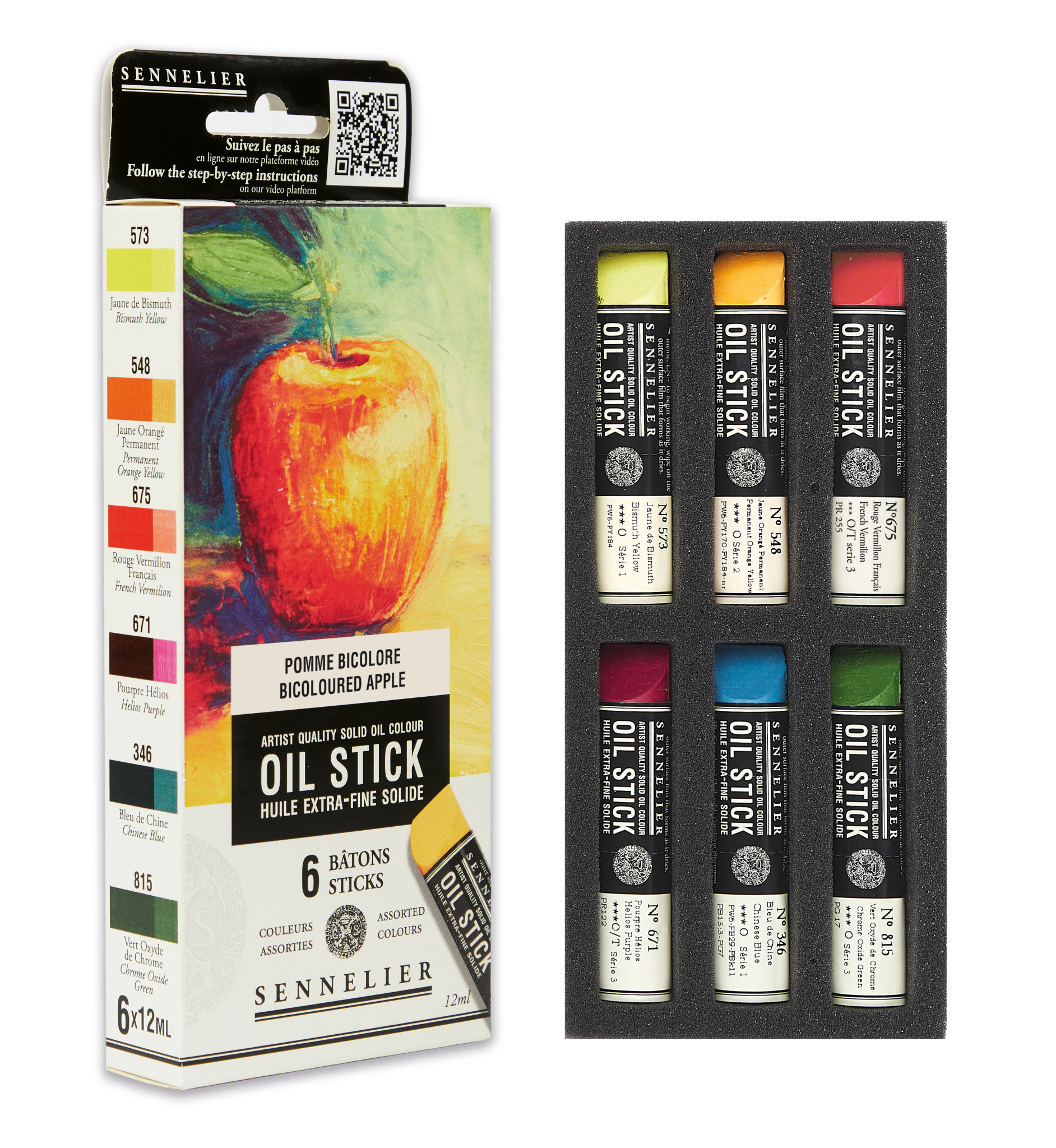 SENNELIER Etui 6 mini Oil Sticks - Pomme bicolore