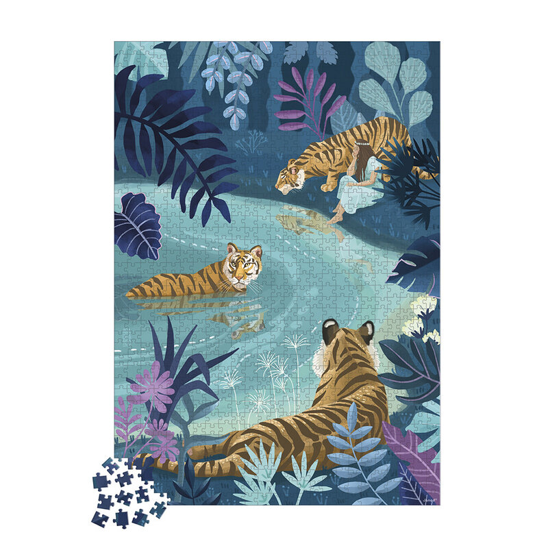 JANOD Puzzle Tigres Au Clair De Lune - 1000 Pcs