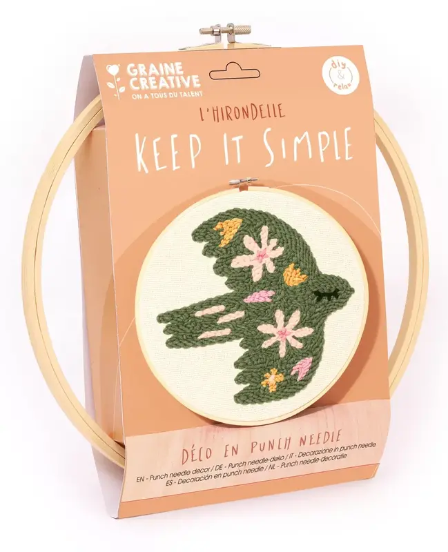 GRAINE CREATIVE Kit Punch Needle Oiseau Ø250 Mm