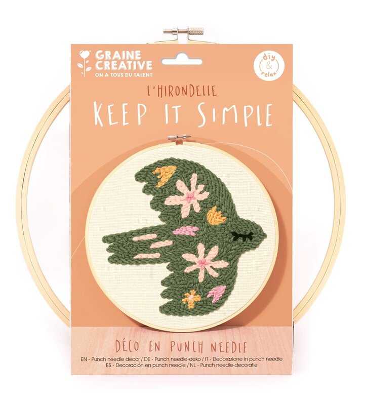 GRAINE CREATIVE Kit Punch Needle Oiseau Ø250 Mm