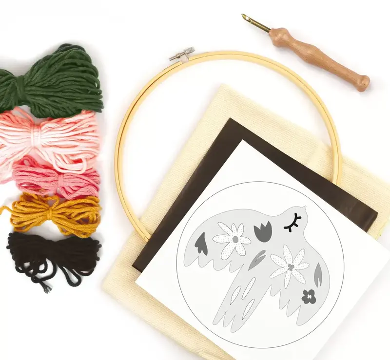 GRAINE CREATIVE Kit Punch Needle Oiseau Ø250 Mm
