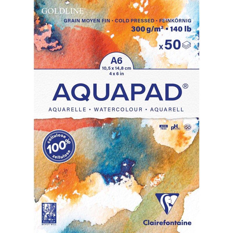 CLAIREFONTAINE Goldline Aquapad Bloc Collé A6 50F 300G