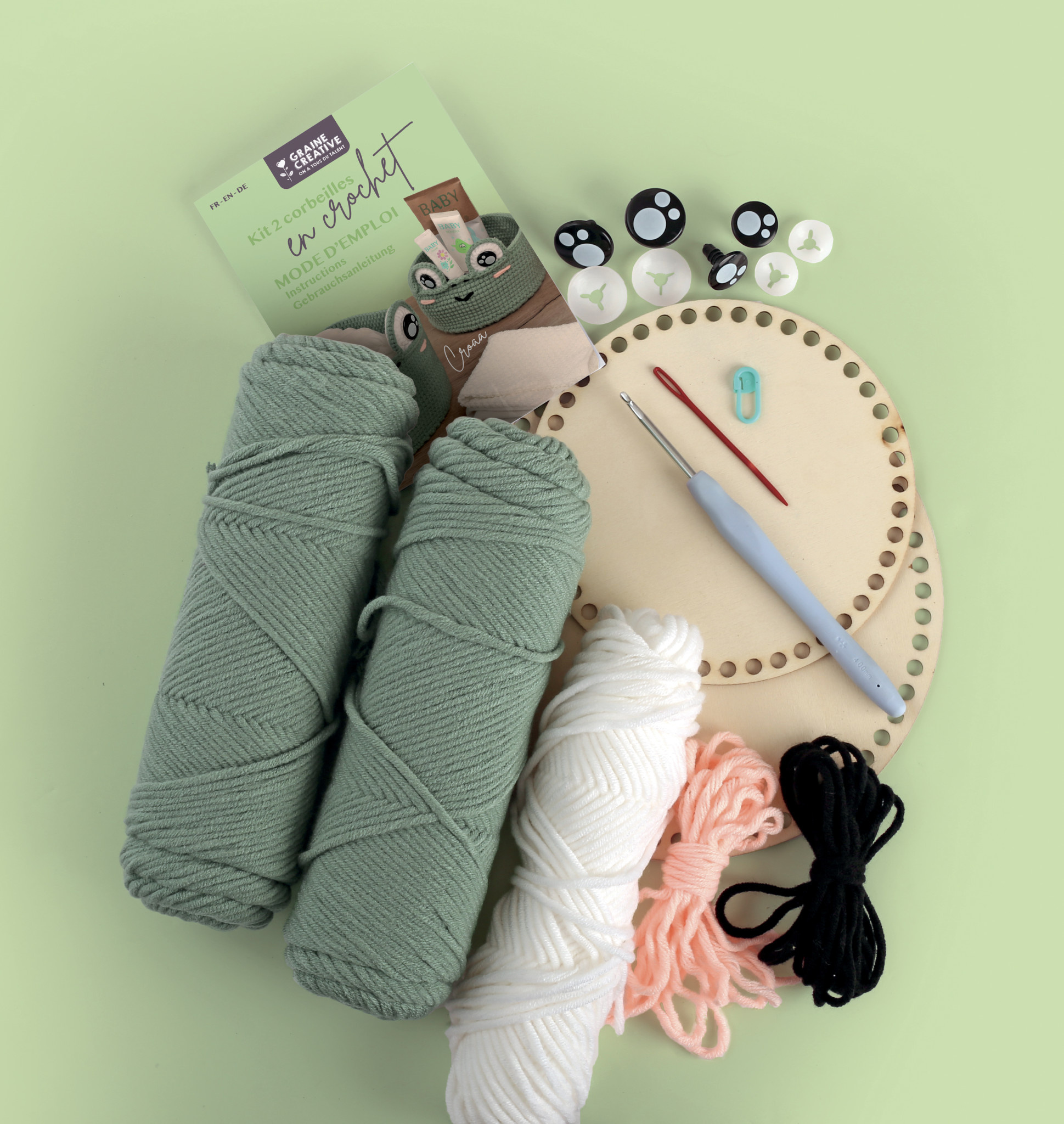 GRAINE CREATIVE Kit 2 Corbeilles Grenouille