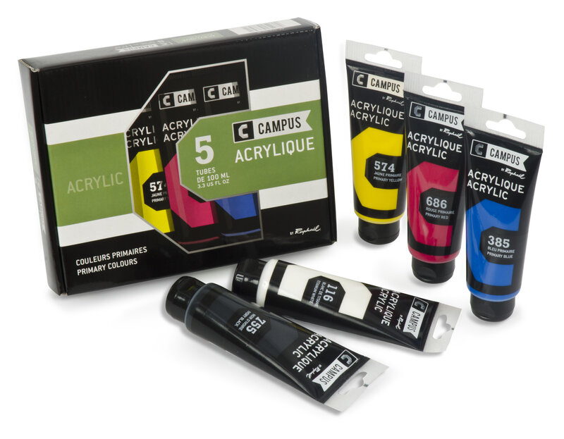 CAMPUS Acrylique Coffret carton 5 tubes de 100 ml