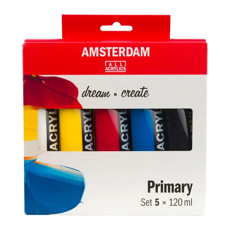 AMSTERDAM Peinture set d’acryliques primaires 5 x 120 ml