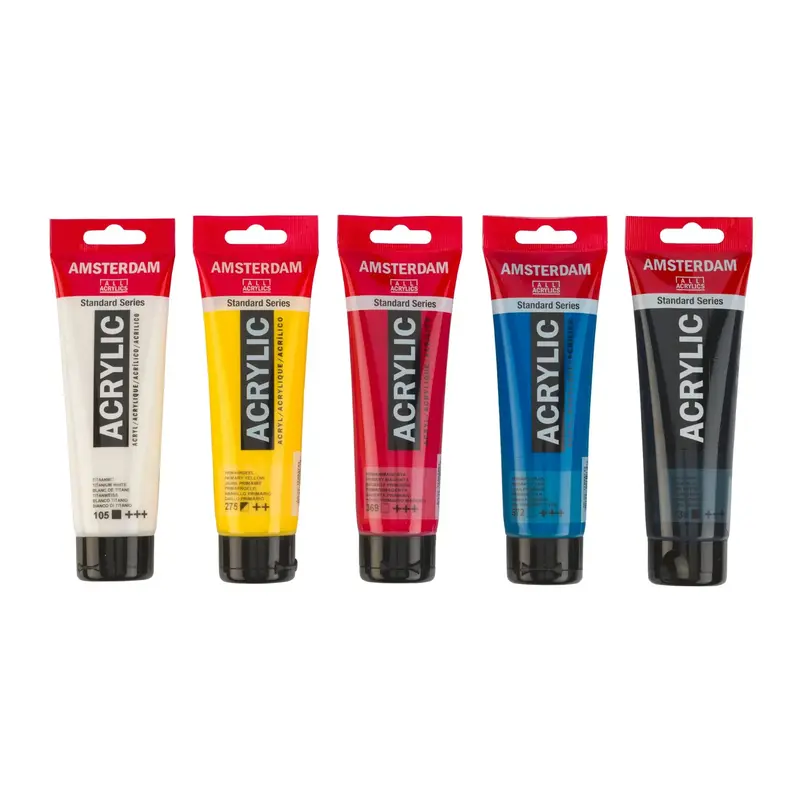 AMSTERDAM Peinture set d’acryliques primaires 5 x 120 ml