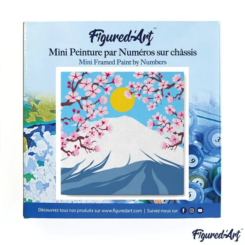 FIGURED'ART Mini Peinture par Numéros Le Mont Fuji 20x20cm toile tendue sur chassis