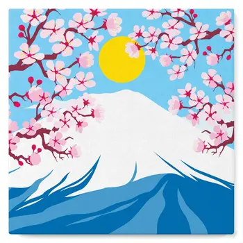 FIGURED'ART Mini Peinture par Numéros Le Mont Fuji 20x20cm toile tendue sur chassis