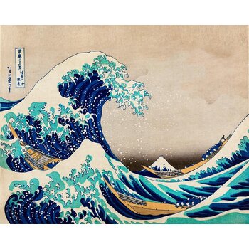 FIGURED'ART Peinture par numéros La Grande Vague de Kanagawa - Katsushika Hokusai taille 40x50cm toile tendue sur châssis