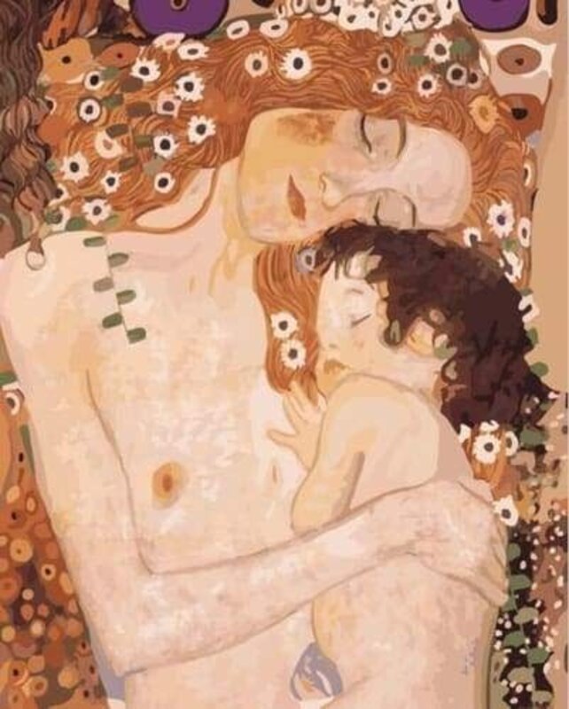 FIGURED'ART Peinture par numéros Mère et enfant Klimt taille 40x50cm toile tendue sur chassis