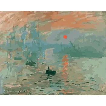 FIGURED'ART Peinture par numéros Monet impression soleil levant taille 40x50cm toile tendue sur chassis