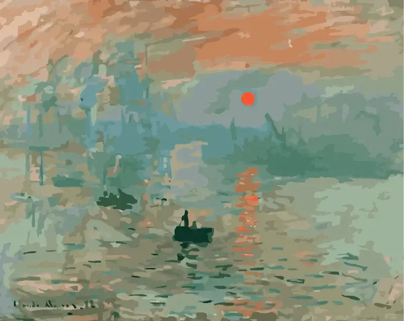 FIGURED'ART Peinture par numéros Monet impression soleil levant taille 40x50cm toile tendue sur chassis