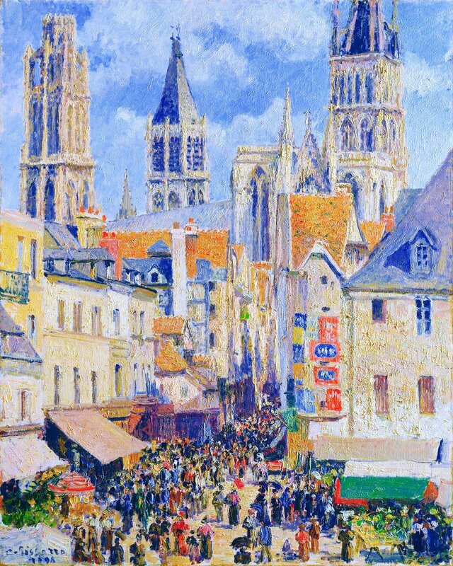 FIGURED'ART Peinture par numéros Rue de l'Épicerie, Rouen Camille Pissarro taille 40x50cm toile tendue sur châssis