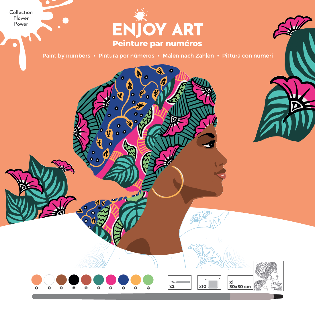 OZ Peinture par numéros 30x30cm Flower Power - Aissa