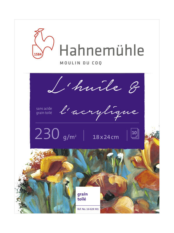 HAHNEMUHLE Bloc "L'Huile & l'Acrylique" 230g/m², 18x24cm, 10feuilles