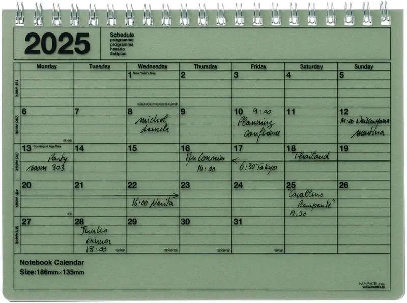 MARK'S EUROPE Calendrier 12 mois 2025 Notebook S Khaki