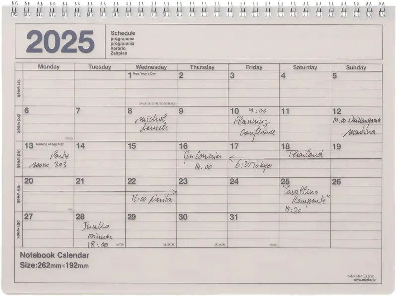 MARK'S EUROPE Calendrier 12 mois 2025 Notebook M Ivory