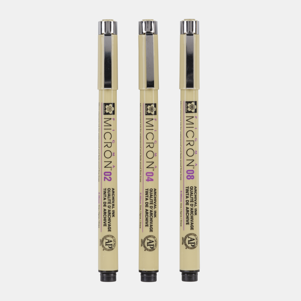 SAKURA Pigma Micron Étui de 3 Fineliners Noirs 02-04-08