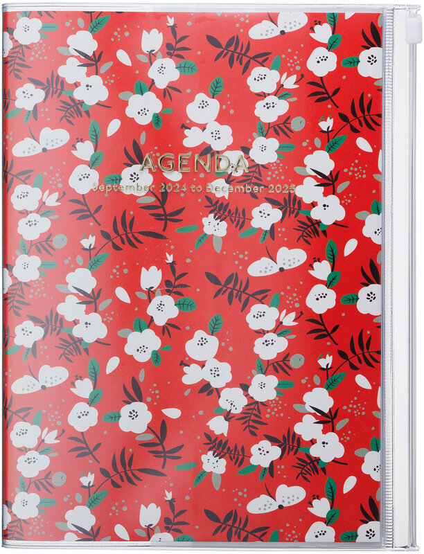 MARK'S EUROPE Agenda scolaire Sept 2024 Déc 2025 A5 Flower Pattern   Red