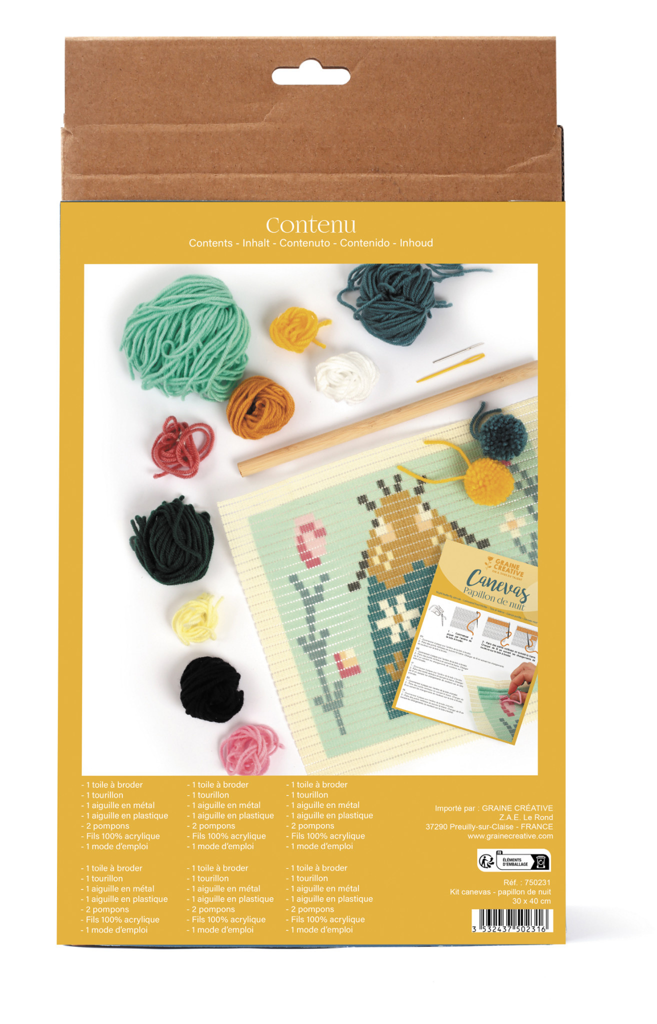 GRAINE CREATIVE Kit Canevas Papillon De Nuit