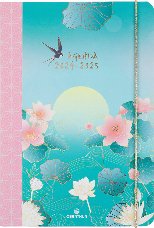 OBERTHUR Agenda scolaire Semainier 25 Pefc Sakura Fleurs 17x25cm