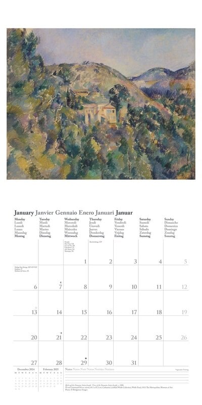 Calendrier Mural Paul Cézanne 30x30cm 12 mois 2025