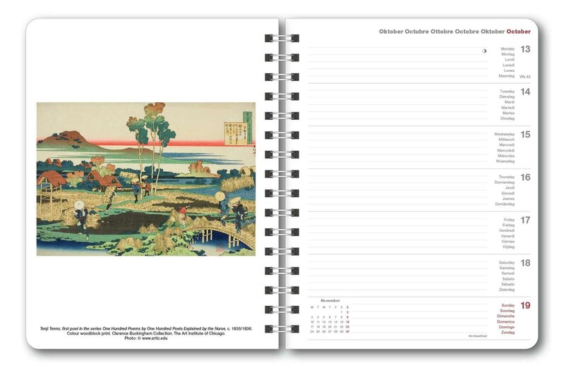 Agenda semainier horizontal + notes Hokusai 16,5x21,6cm