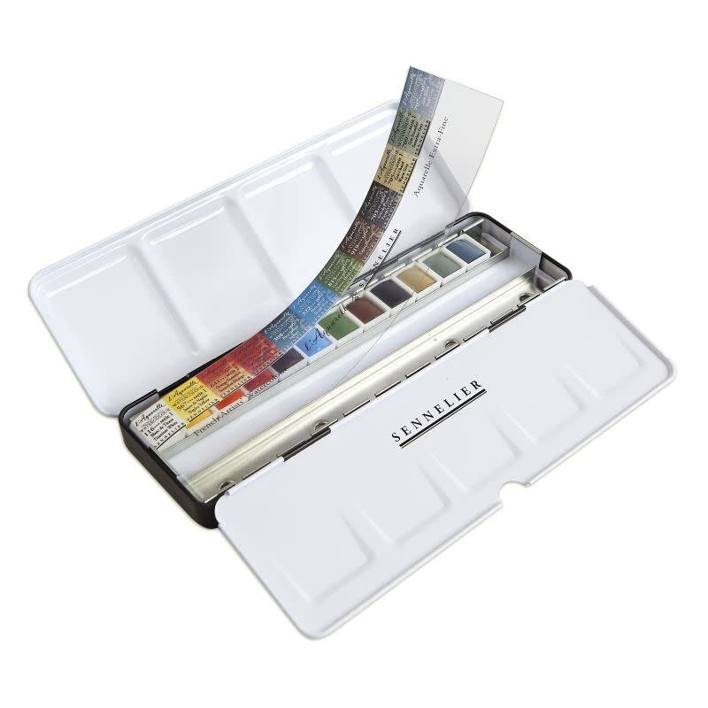 SENNELIER Boite Métal Aquarelle Extra-Fine 12 1/2G Sélection Ondine De Peretti - 12 1/2 Godets + 12 Empl. Vides