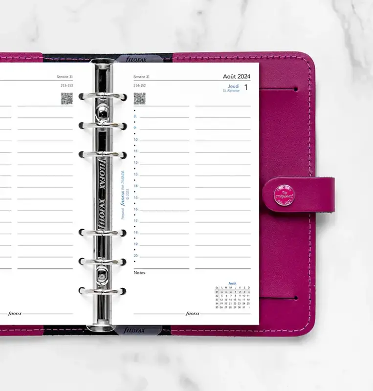 FILOFAX Recharge Personal 2023/2024 1 jour/page avec heures 17,1x9,5cm