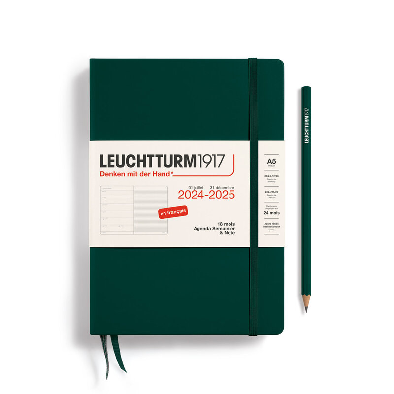 LEUCHTTURM 1917 Agenda Semainier & notes (A5) Forest Green 18 mois 2025 Français