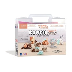GRAINE CREATIVE Mallette Fimo Kawaii Kitty Family