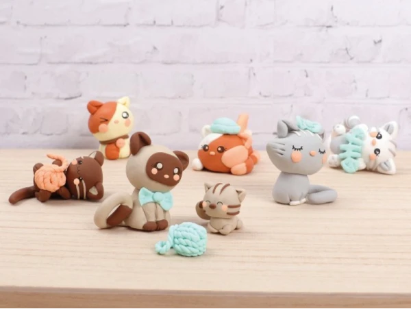 GRAINE CREATIVE Mallette Fimo Kawaii Kitty Family