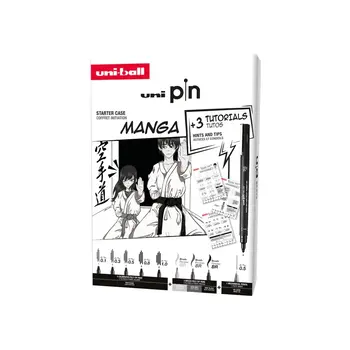 UNI-BALL Coffret Edition Manga (8 Feutres Uni Pin + 1 Shalaku S)