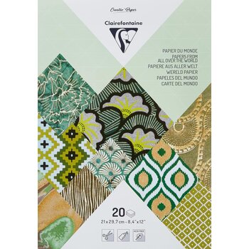 POLLEN Papiers Artisanaux, Bloc A4 (21X29,7Cm), 20 Feuilles, Vert