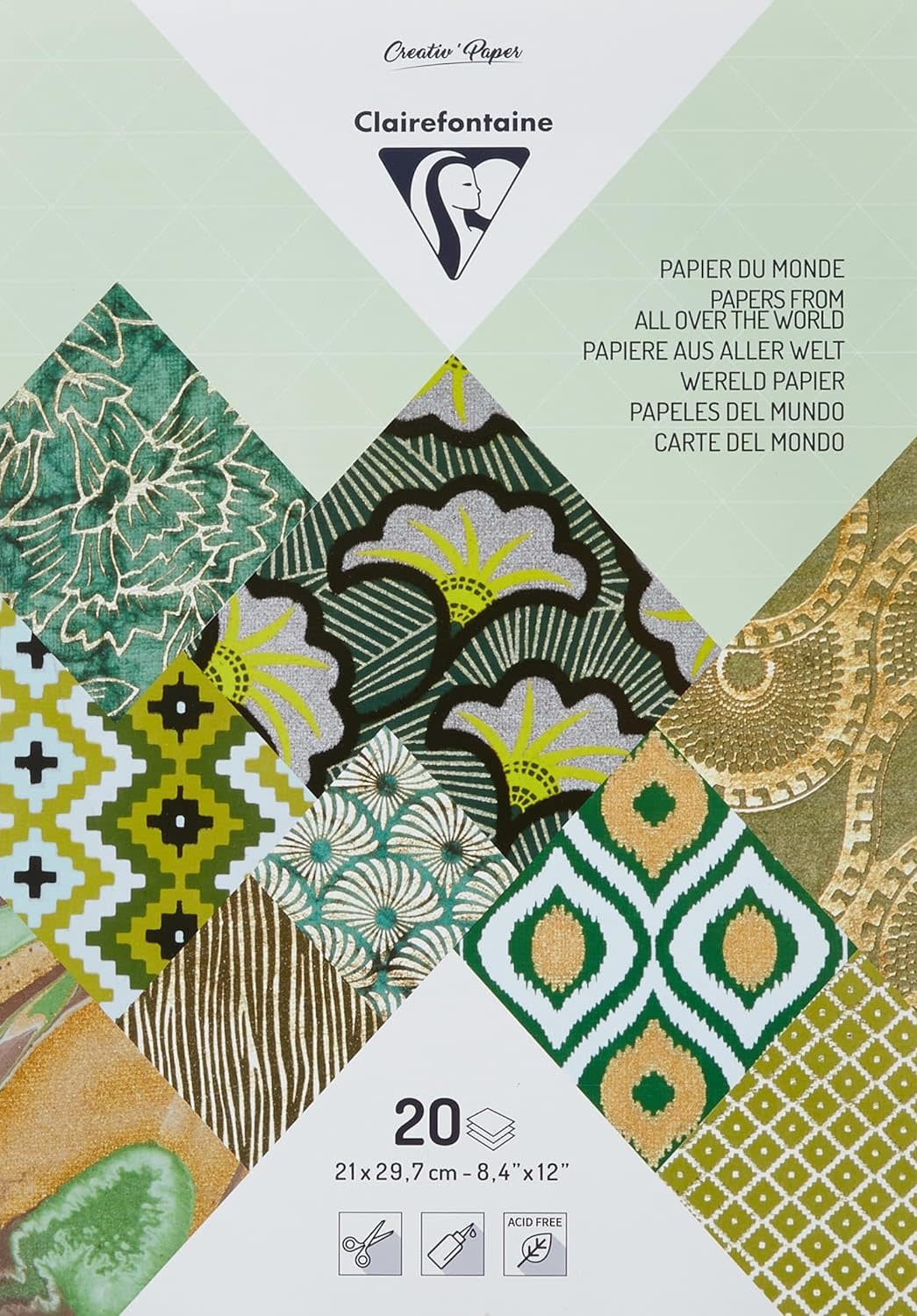 CLAIREFONTAINE Papiers Artisanaux, Bloc A4 (21X29,7Cm), 20 Feuilles, Vert