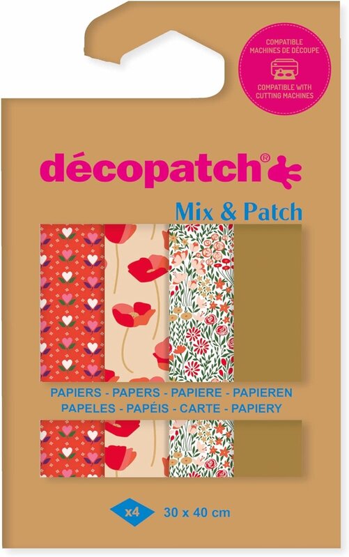 DECOPATCH Mix & Patch - L'amour est dans le pré 4 feuilles 30x40cm