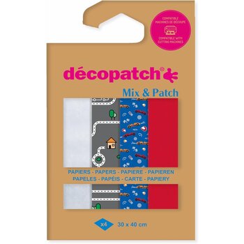 DECOPATCH Mix & Patch - Voitures 4 feuilles 30x40cm