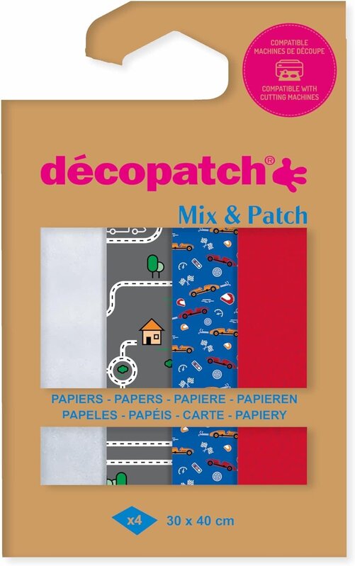 DECOPATCH Mix & Patch - Voitures 4 feuilles 30x40cm