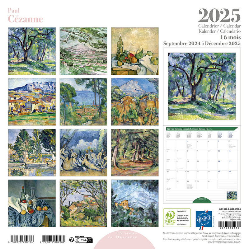 EDITIONS DU DESASTRE Calendrier 30X30  Cézanne Sept 2024 Déc 2025