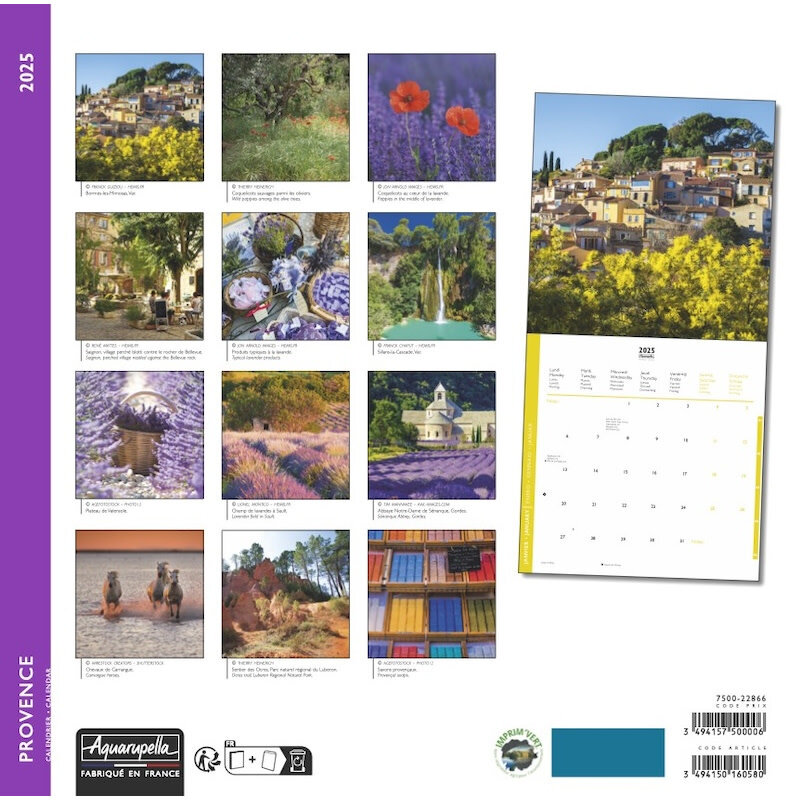 Calendriers 30x30 Provence 2025