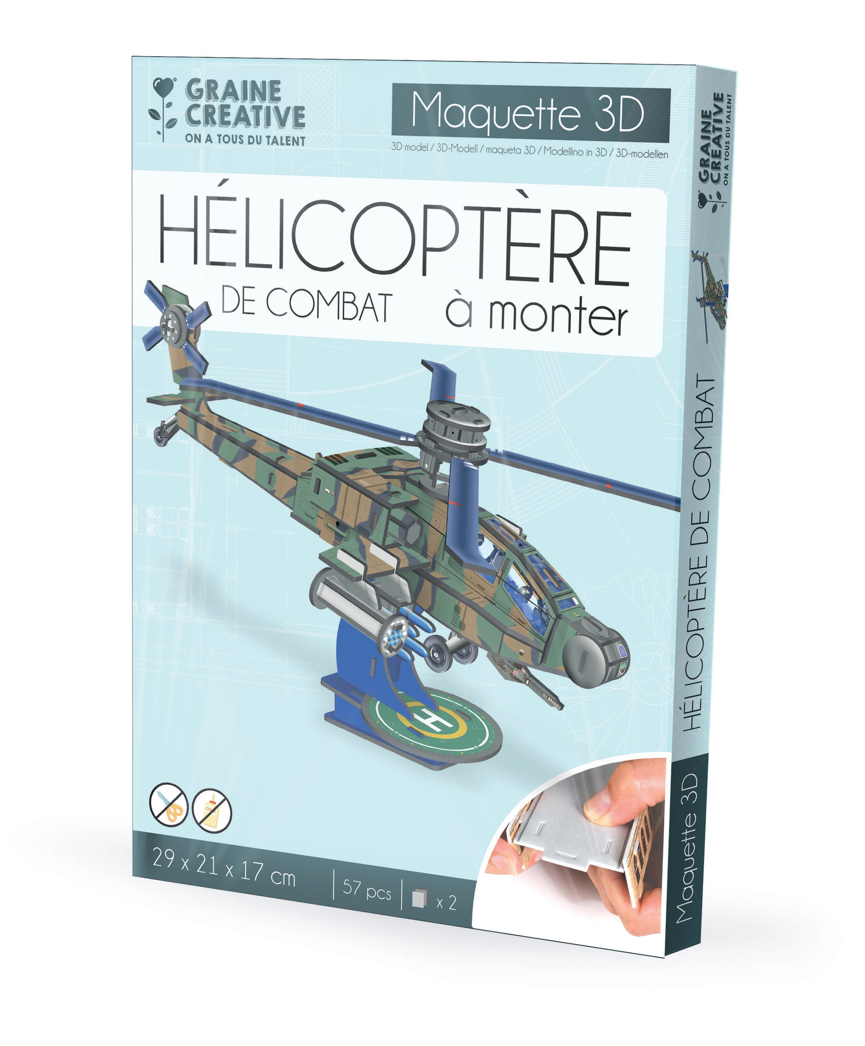 GRAINE CREATIVE Maquette 3D Mousse Helicoptère Apache