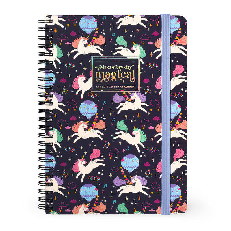 LEGAMI Lined Spiral-Bound Notebook - Spiral Notebook - Large - Unicorn