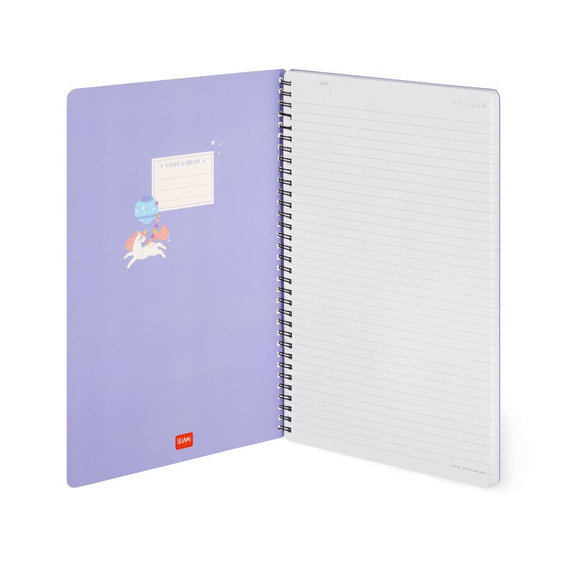 LEGAMI Lined Spiral-Bound Notebook - Spiral Notebook - Maxi - Unicorn