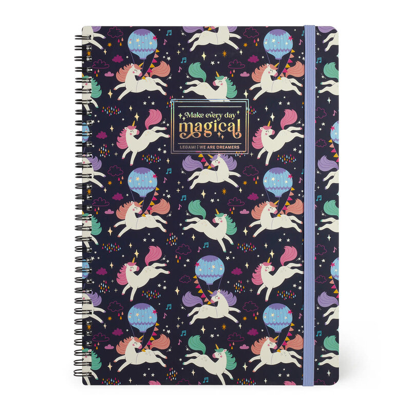 LEGAMI Lined Spiral-Bound Notebook - Spiral Notebook - Maxi - Unicorn